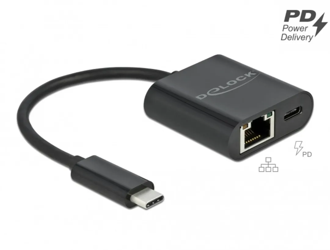 Delock 66644 USB-C naar Gigabit LAN Adapter - Zwart