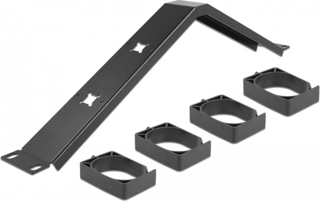 Delock 66667 Kabelbeheerrouteringspaneel 19" 4 Haken - Zwart - afbeelding 2 van 4