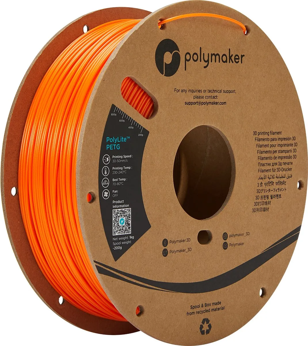 Polymaker PolyLite PLA 1.75mm Oranje 1000g