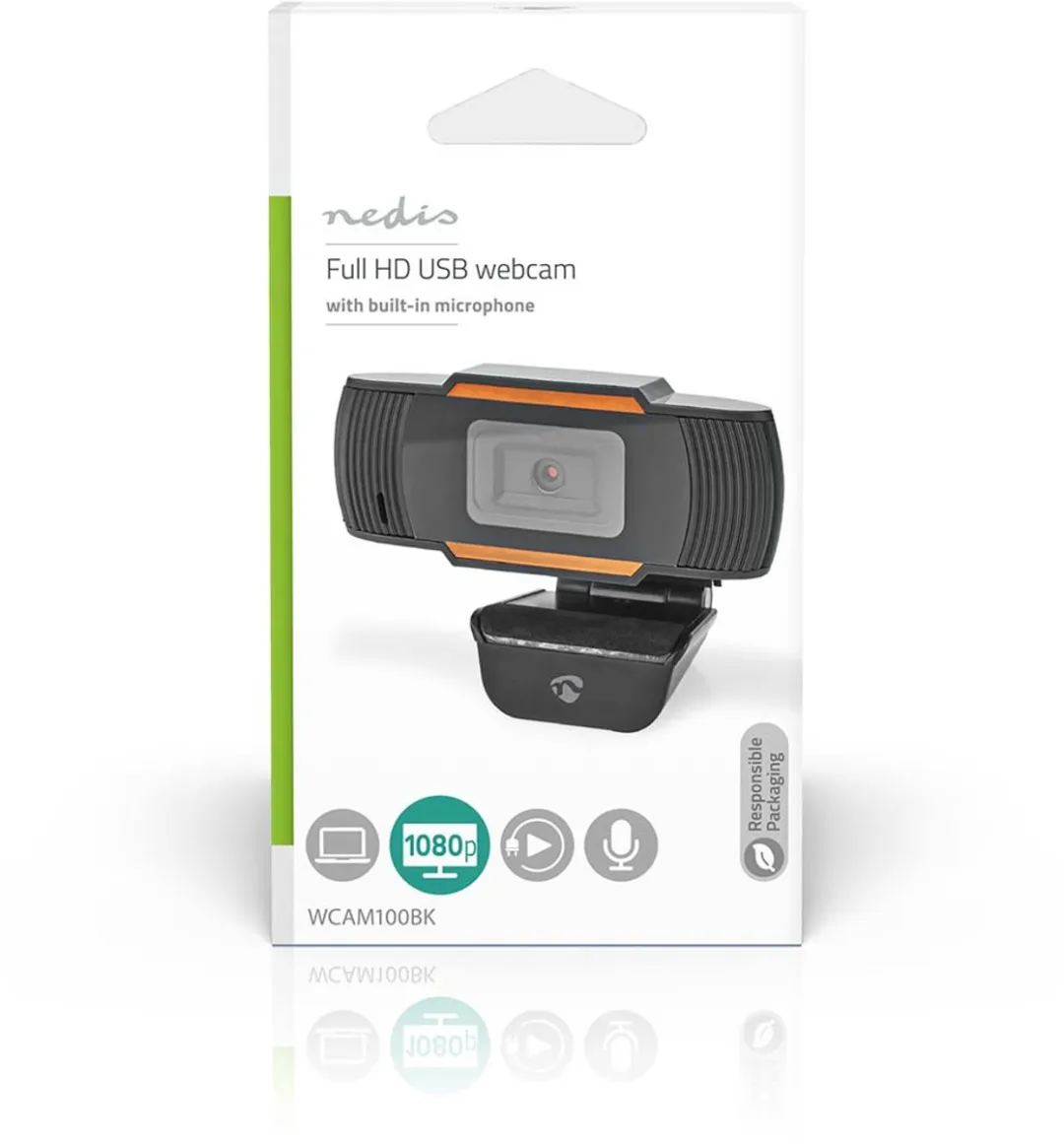 Nedis WCAM100BK Webcam Full HD - Zwart