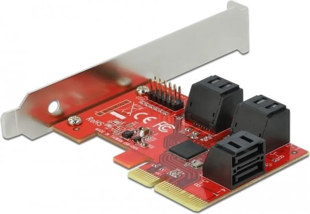 Delock 6-Port SATA PCIe x4 Kaart - Zwart