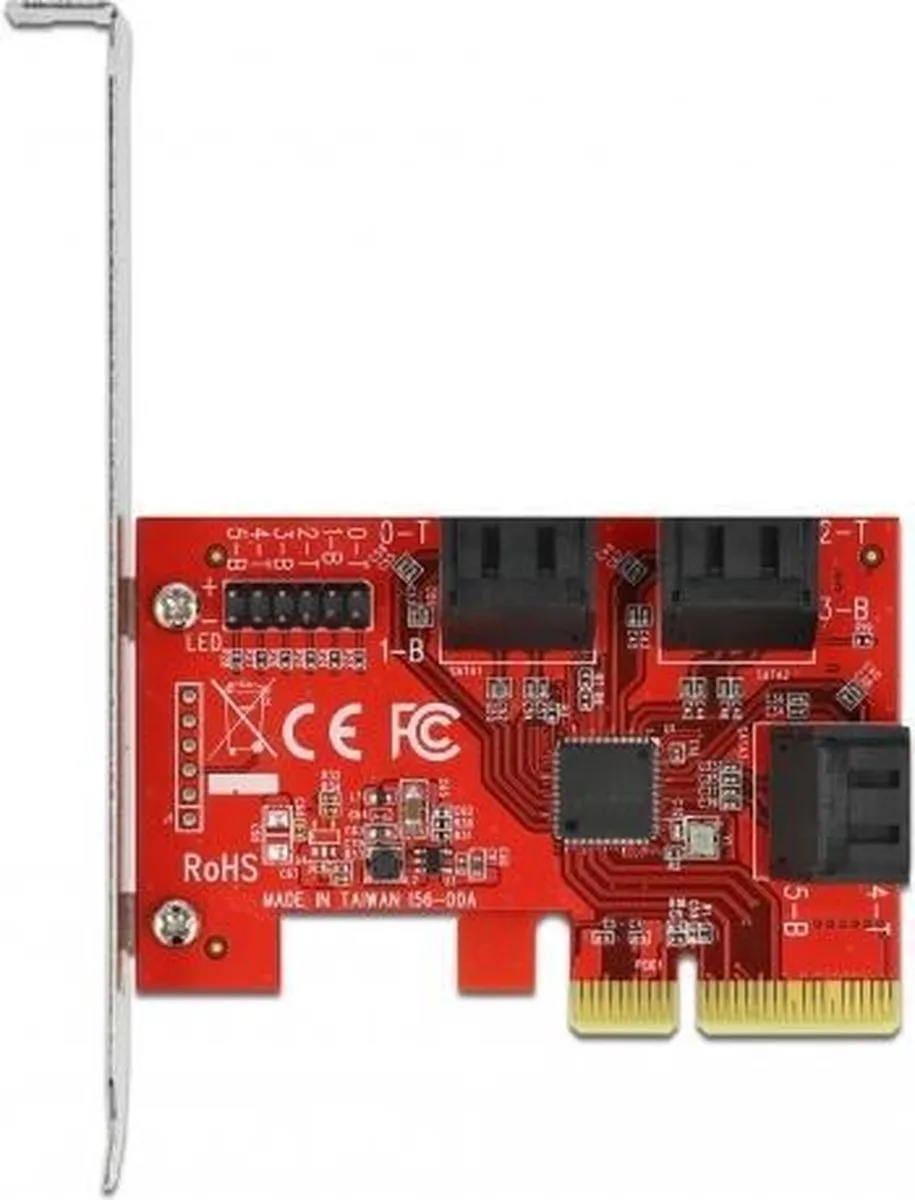 Delock 6-Port SATA PCIe x4 Kaart - Zwart