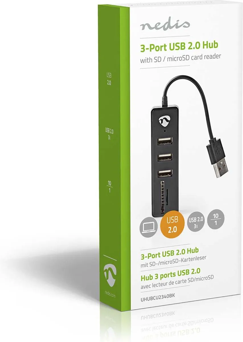 Nedis UHUBCU2340BK USB-Hub 3 Poorten
