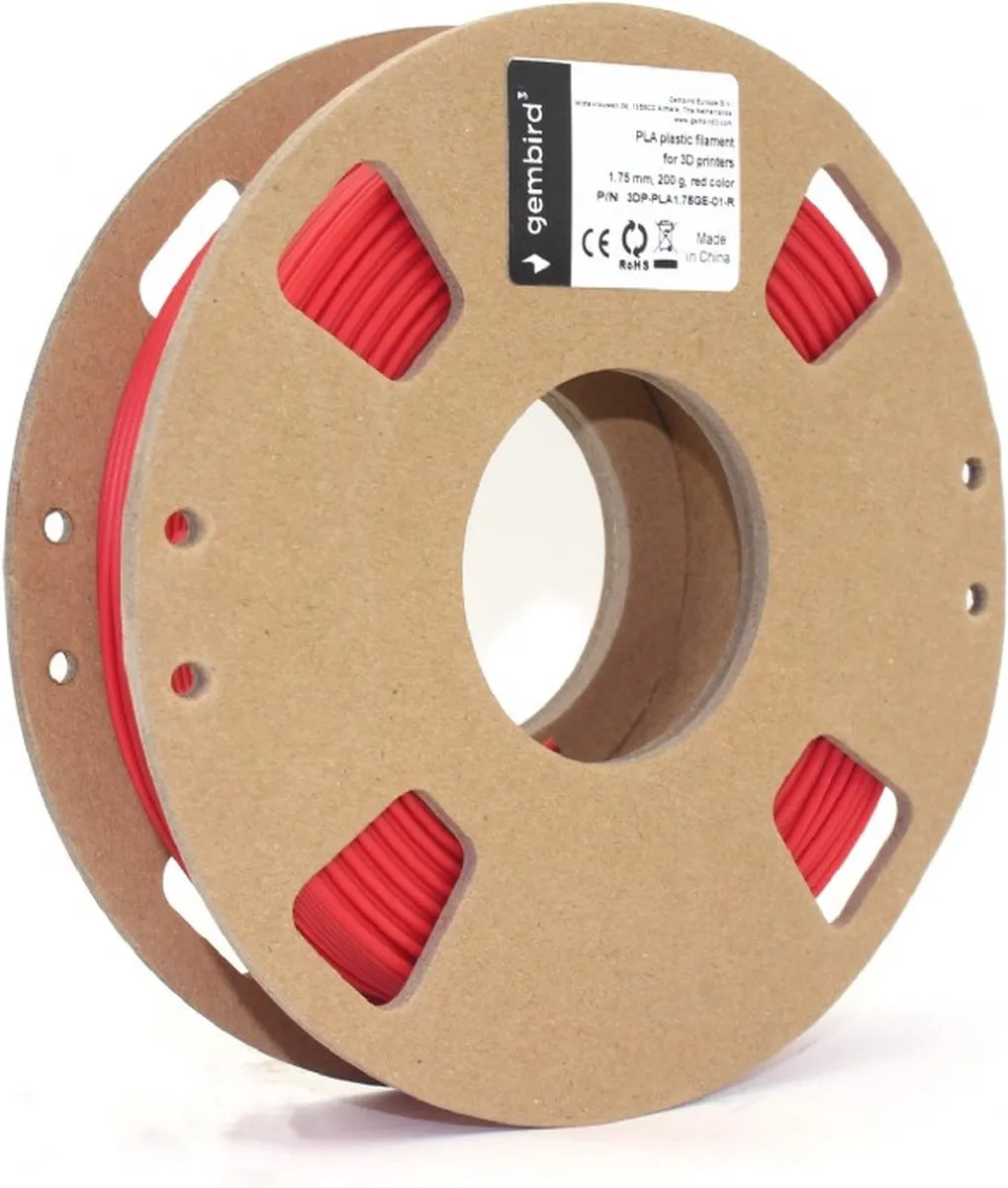 Gembird PLA Filament 1.75mm - 3x 200g - Zwart/Wit/Rood