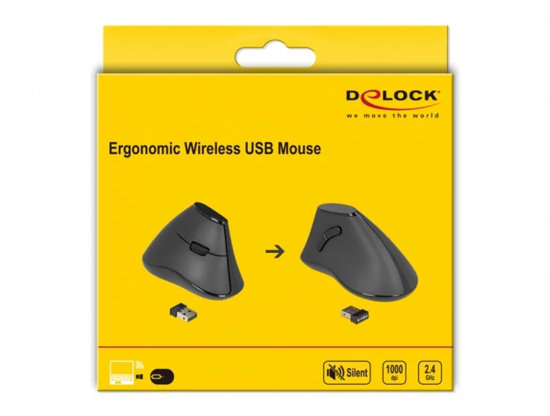 Delock 12622 Draadloze USB Muis - 5 Knoppen 1000 DPI - Zwart