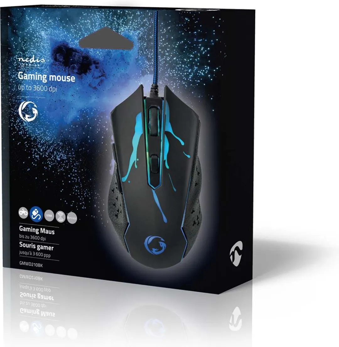 Nedis GMWD210BK Gaming Muis - Bedraad - Zwart