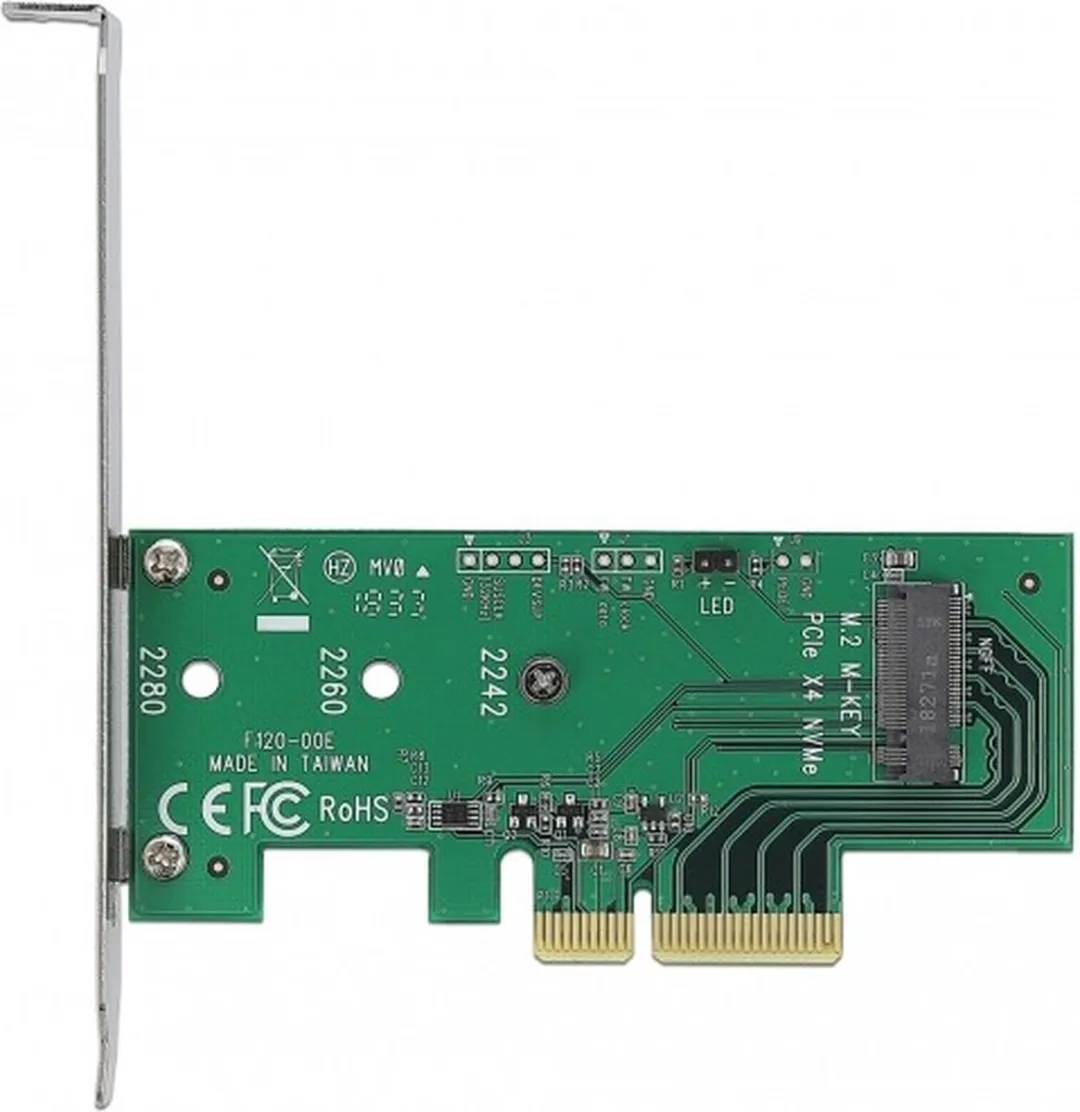Delock PCIe x4 M.2 NVMe Kaart 80mm - Groen/Grijs