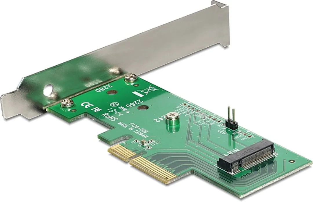 Delock PCIe x4 M.2 NVMe Kaart 80mm - Groen/Grijs