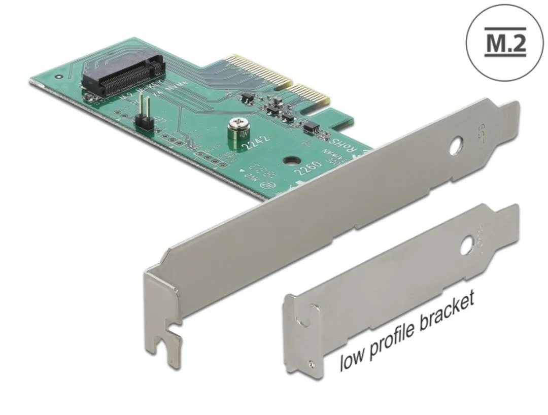 Delock PCIe x4 M.2 NVMe Kaart 80mm - Groen/Grijs