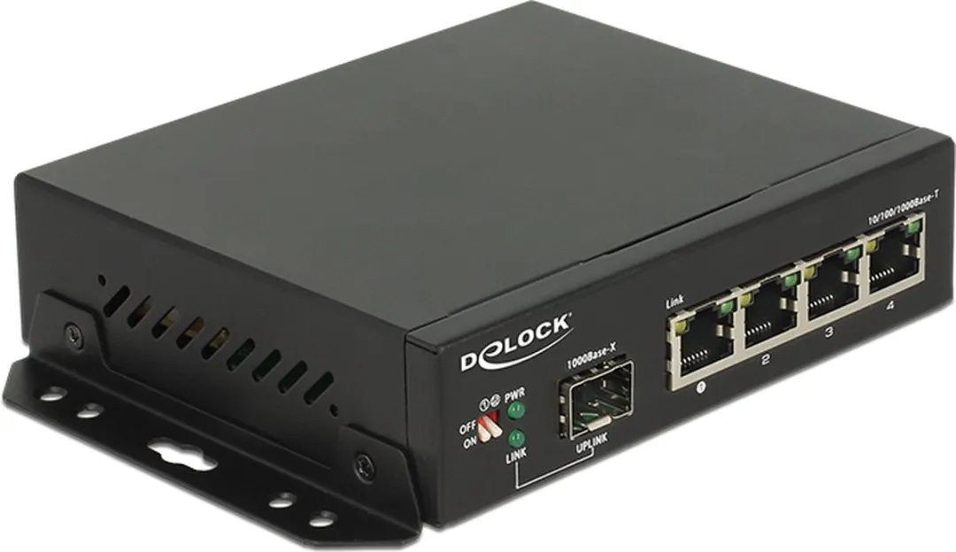 Delock 4-Poorts RJ45 Switch met 1x SFP - Zwart