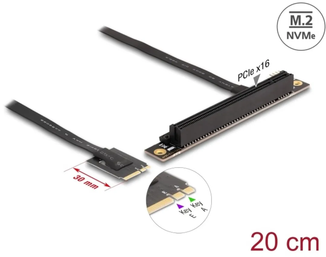 Delock M.2 Key A+E naar PCIe x16 NVMe Adapter - 64220