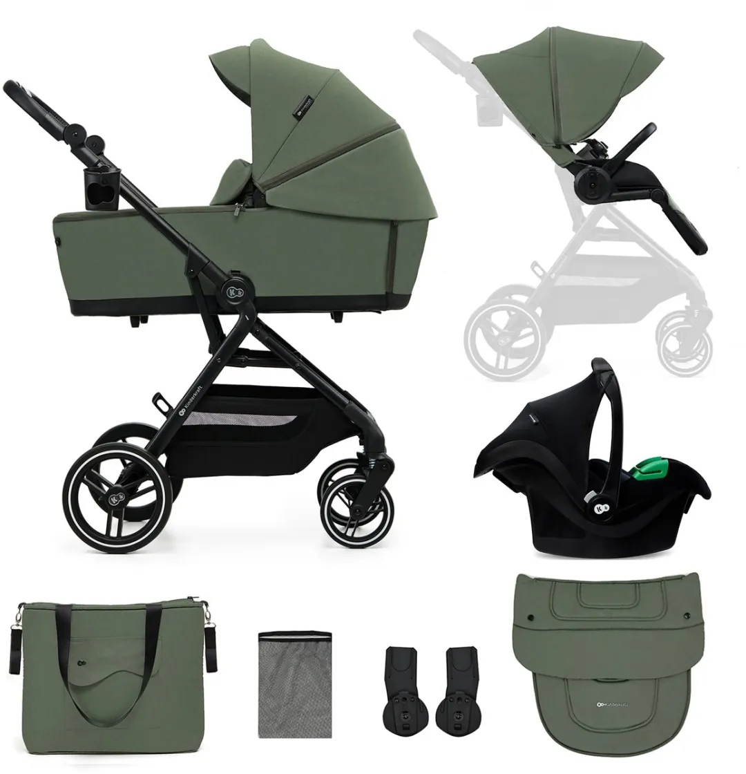 KinderKraft YOXI 3-in-1 Kinderwagen Groen - Reiswieg/Wandelzitje/Autostoel