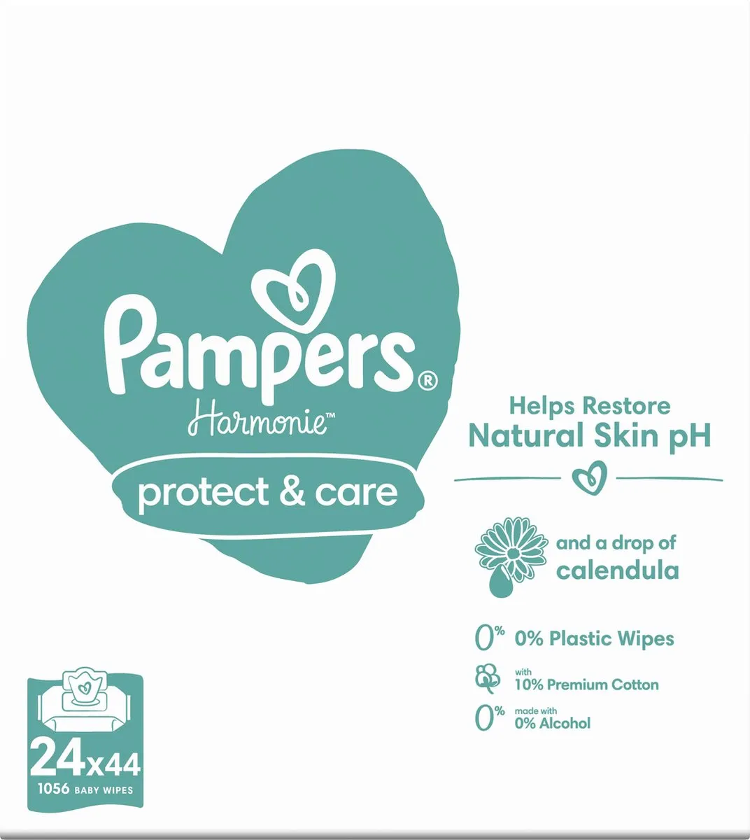Pampers Harmonie Protect & Care Billendoekjes Calendula - 24x44 Stuks
