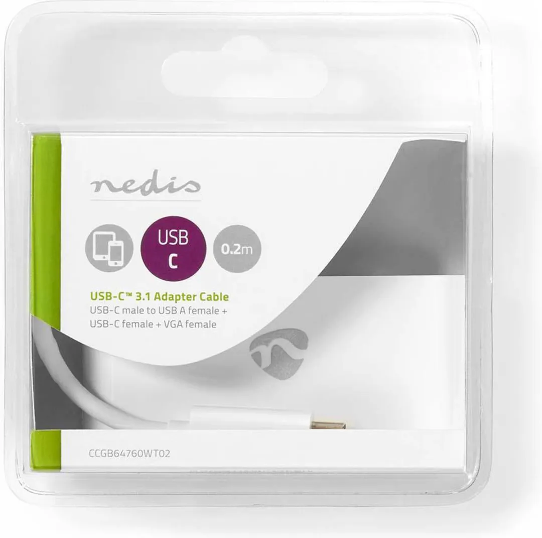 Nedis CCGB64760WT02 USB-C Adapter 3-in-1 - 5Gbps - 20cm - Wit