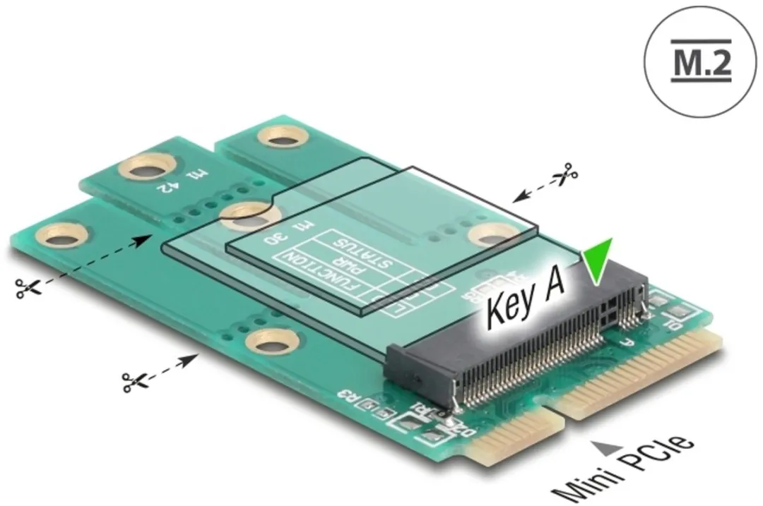 Delock Mini PCIe naar M.2 Key A Adapter