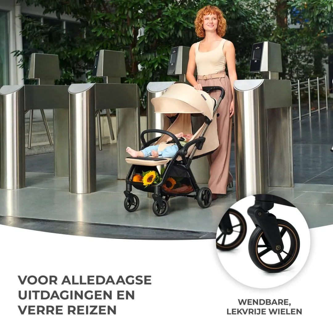 KinderKraft APINO Kinderwagen Beige - Automatisch opvouwbaar