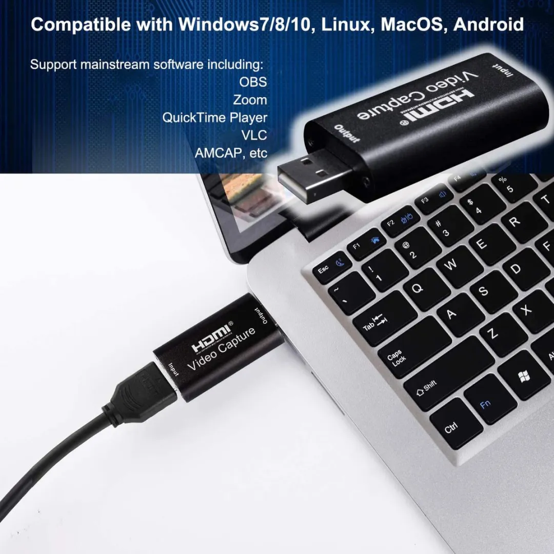 NÖRDIC VDCP HDMI naar USB Video Capture Adapter - 4K 30Hz - Zwart