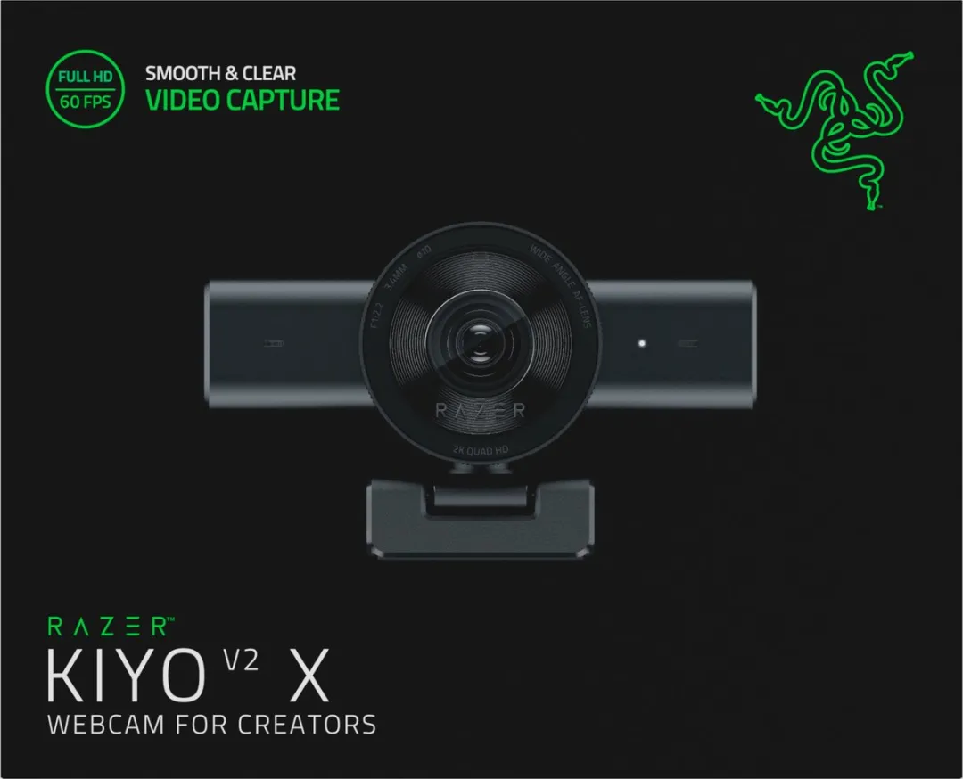 Razer Kiyo V2 X Webcam RZ19-05380100-R3M1 - 1440p - 60FPS - Zwart