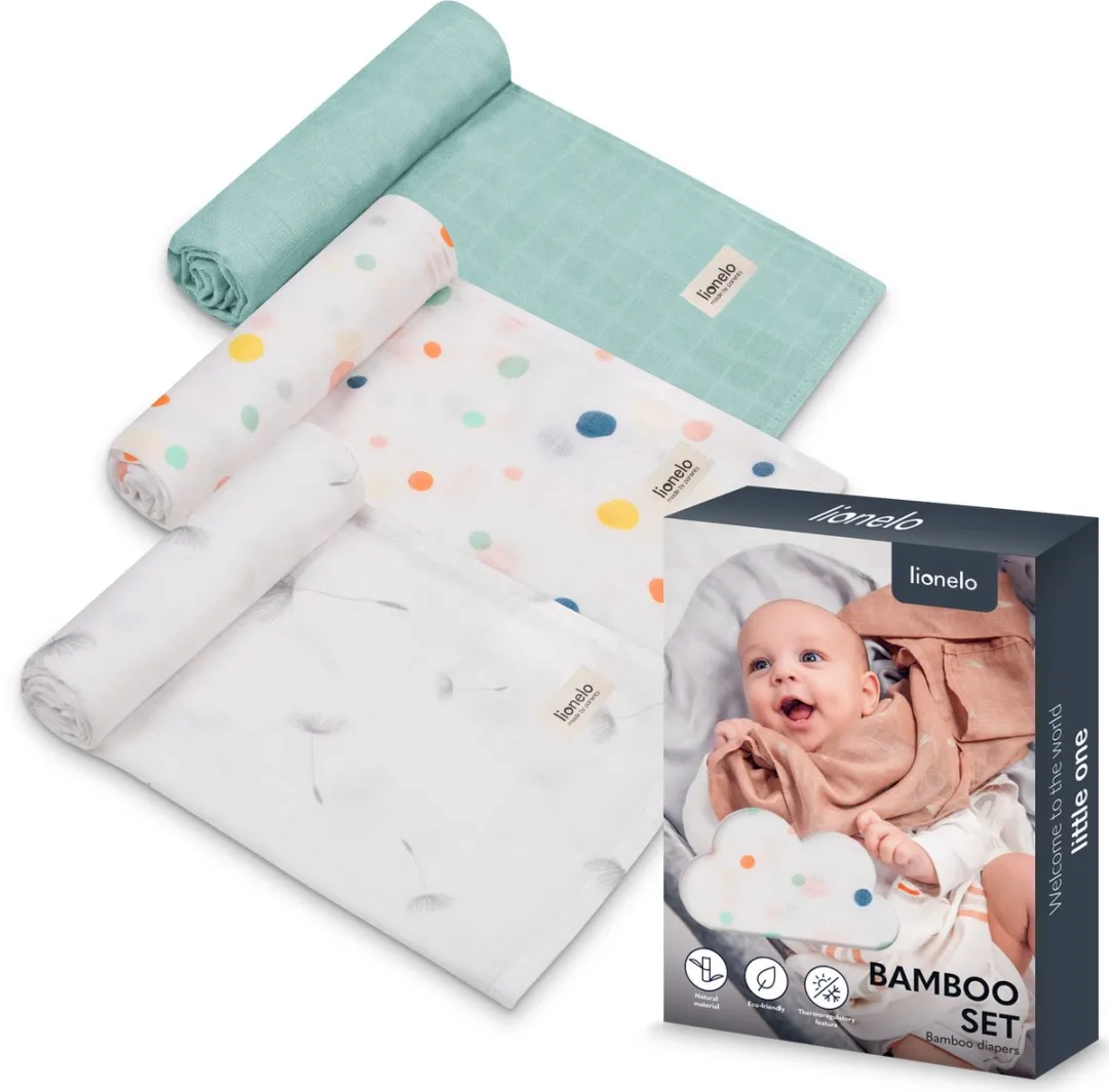 Lionelo Bamboo Luiers Set 3 Stuks 70x70cm - Veelkleurig