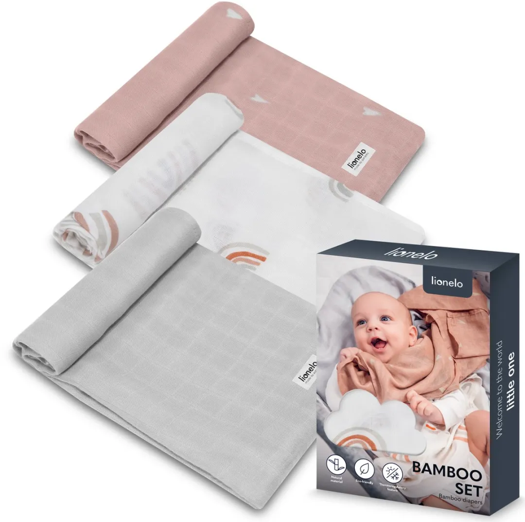 Lionelo Bamboo Luiers Set 3 Stuks 70x70cm - Veelkleurig