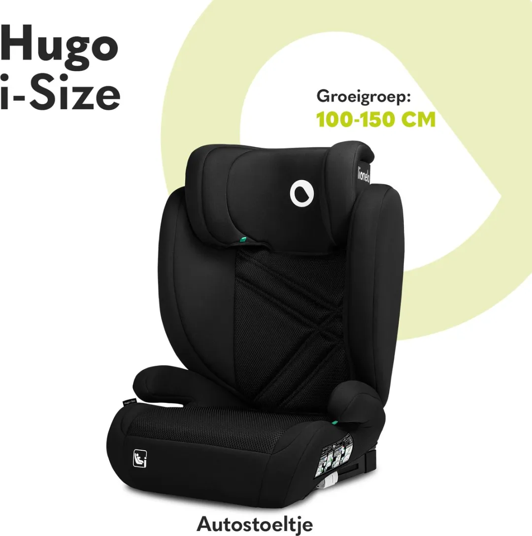 Lionelo Hugo i-Size Autostoel 100-150cm - ISOFIX & Gordel - Zwart