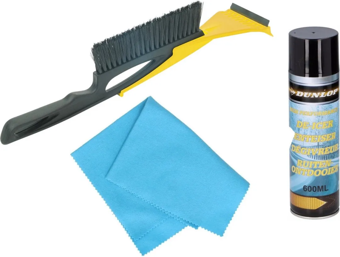 Autoramen 2-in-1 IJskrabber/raamtrekker/borstel - 40 cm - met anti-condens doek - en ruitenontdooier 660 ml - Winter vorst accessoires