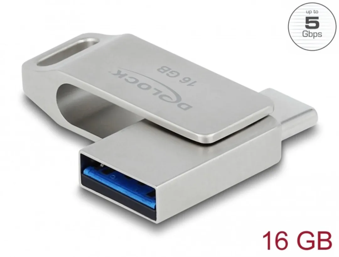 Delock 54073 USB-C/Type-A Flashdrive 16GB - Zilver