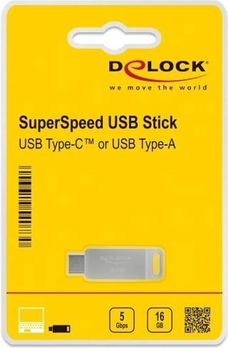 Delock 54073 USB-C/Type-A Flashdrive 16GB - Zilver