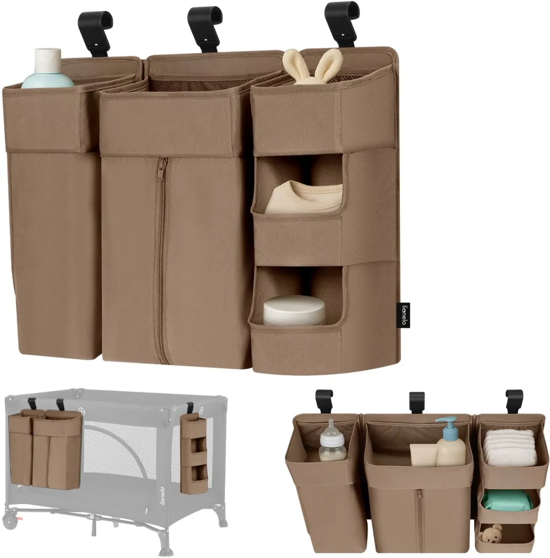 Lionelo Sidepocket Large Bedside Wiegorganizer 58x11x58cm - 3-delig - Beige