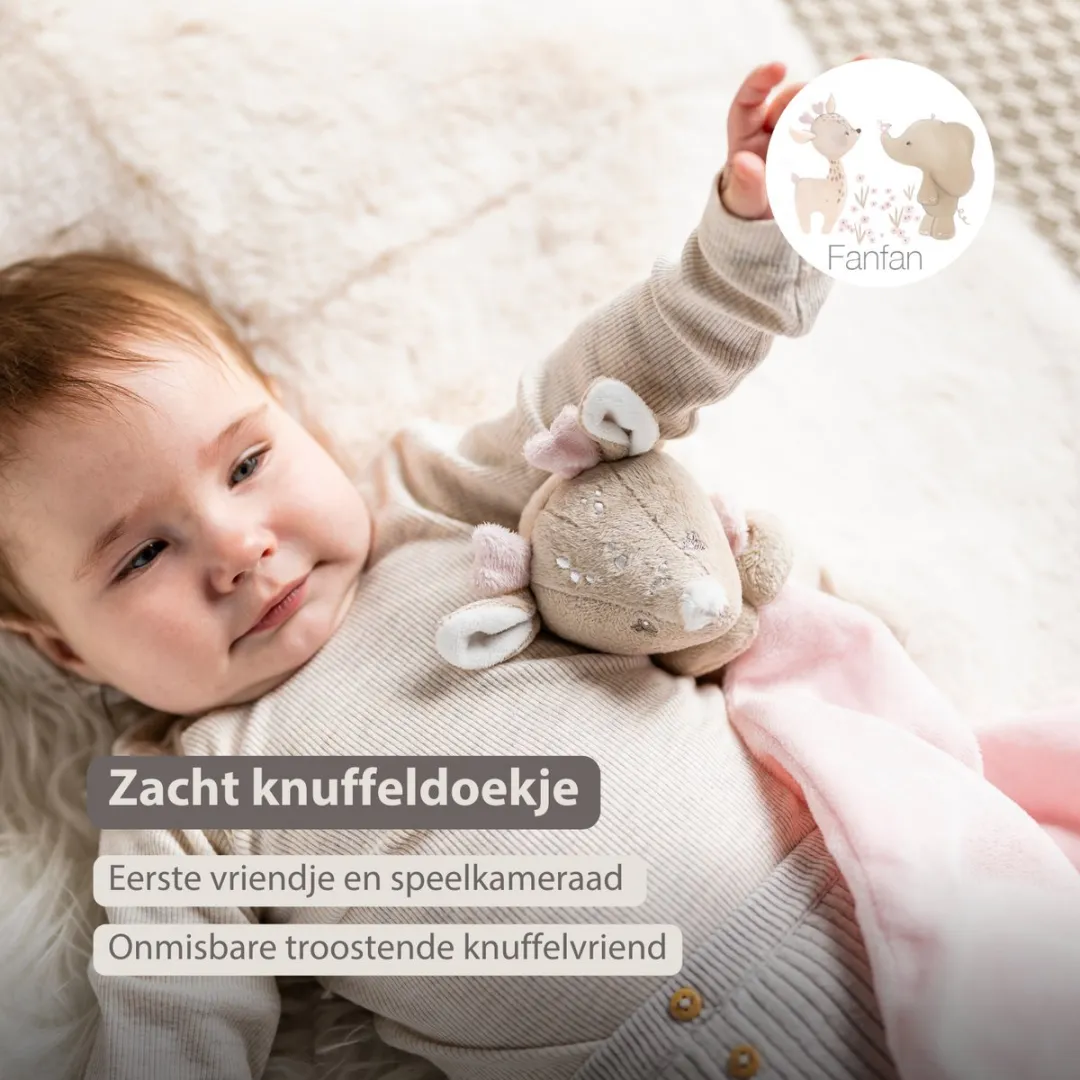 Nattou FanFan Baby Knuffeldoekje Hertje 27x27cm - Beige