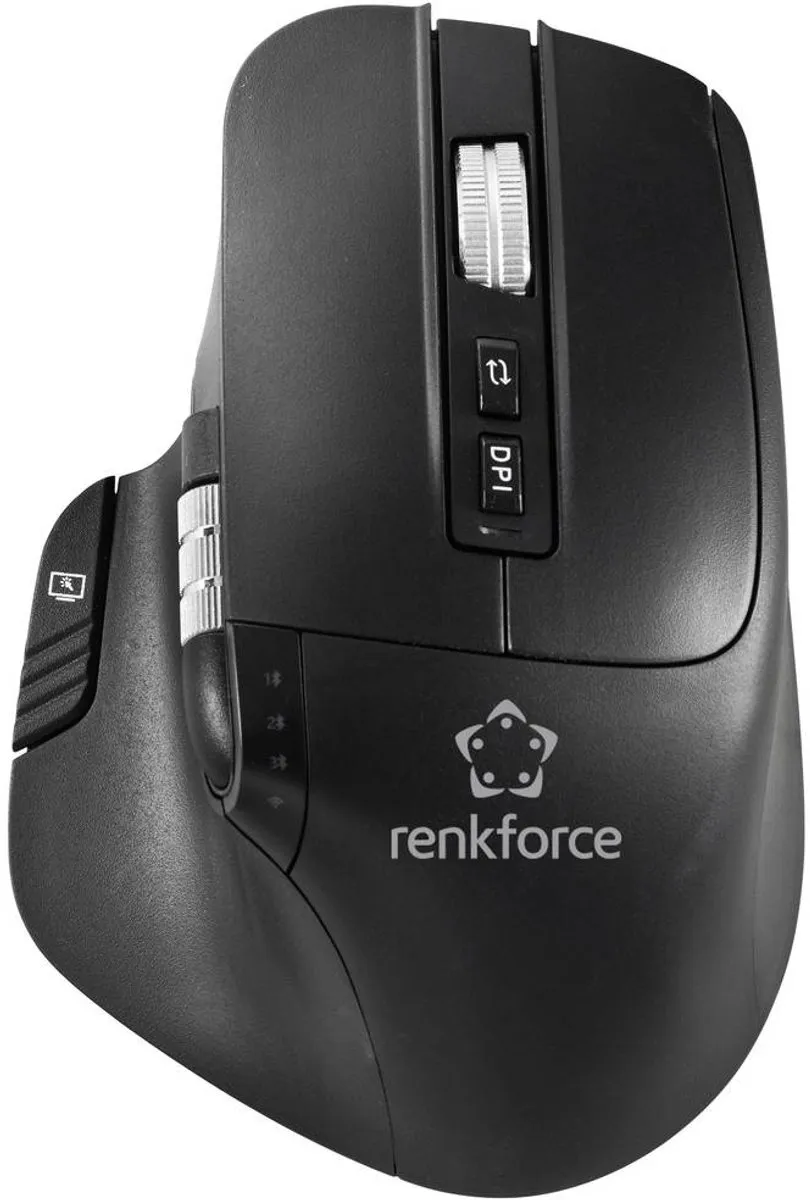 Renkforce RF-OBTM-500 Ergonomische Muis - Draadloos - 8 Toetsen - 3200 DPI - Zwart
