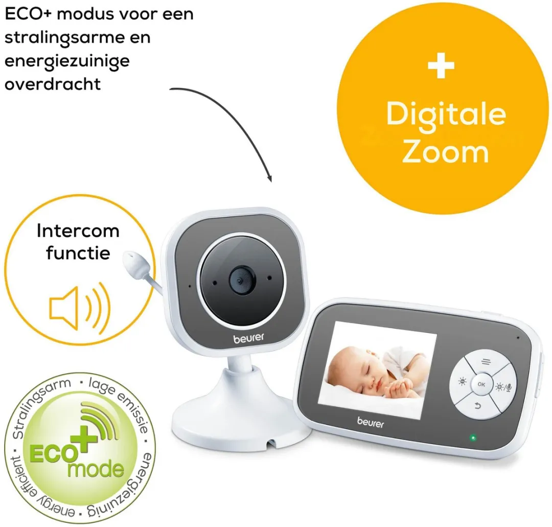 Beurer BY 110 Video Babyfoon - 2.8" Scherm - Grijs/Wit