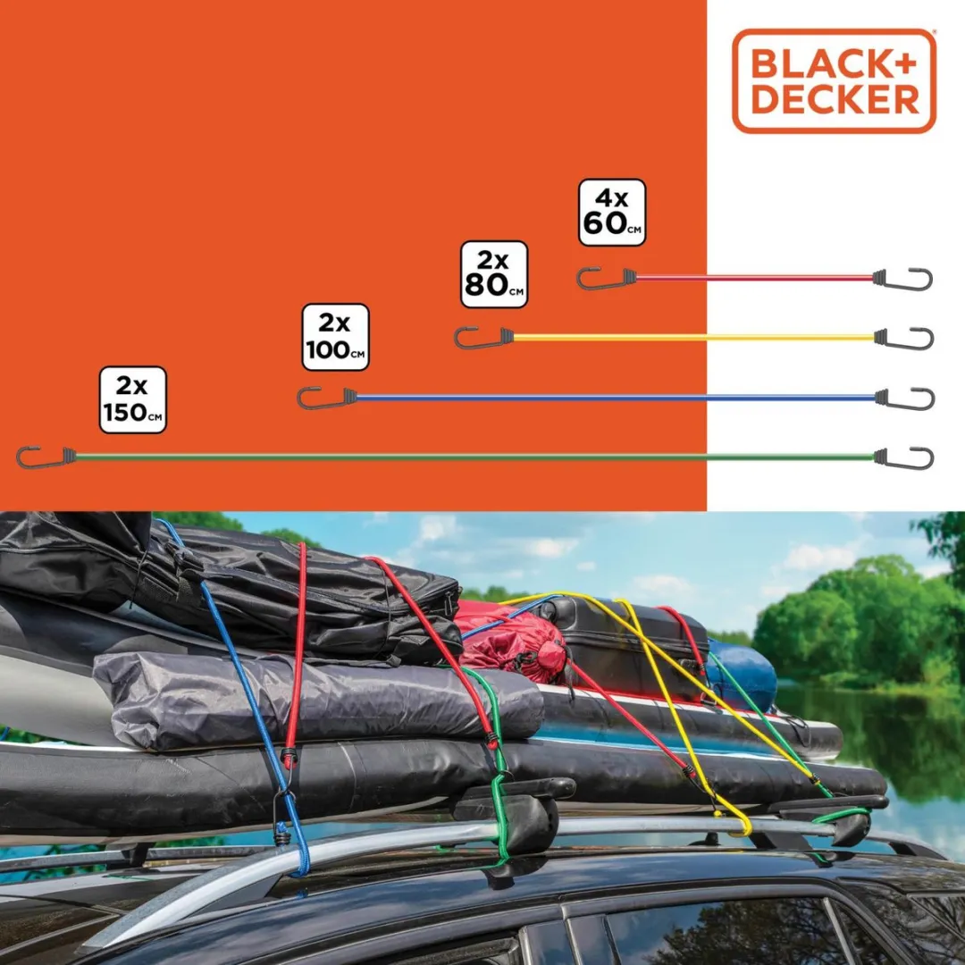 BLACK+DECKER Spanelastiek Set 10 Stuks - Meerkleurig