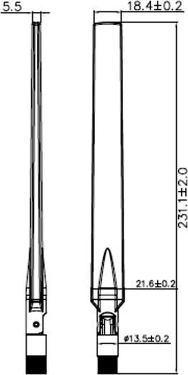 WLAN IEEE 802.11 ac/a/h/b/g/n Antenne met SMA-RP (m) connector - 4 - 7 dBi