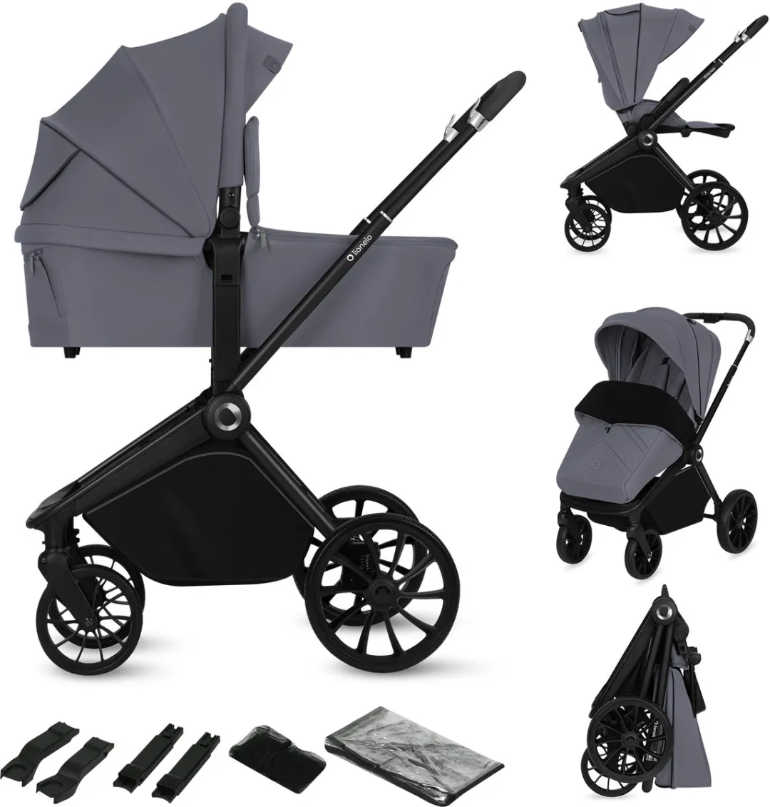 Lionelo Mika Plus Kinderwagen 2in1 XXL Set - Zwart/Onyx