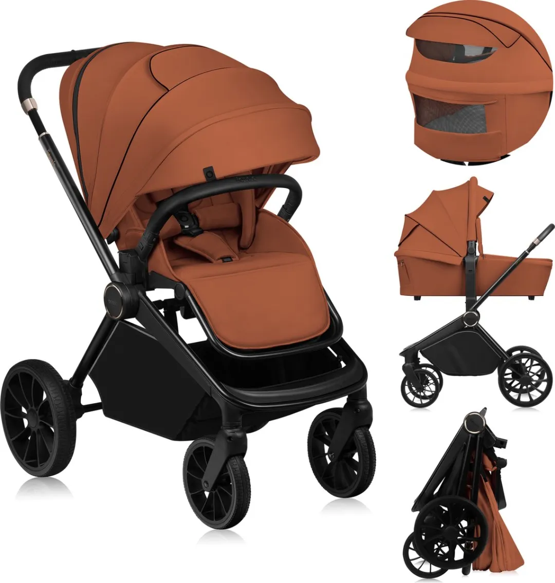 Lionelo Mika Plus Kinderwagen 2in1 XXL Set - Zwart/Onyx