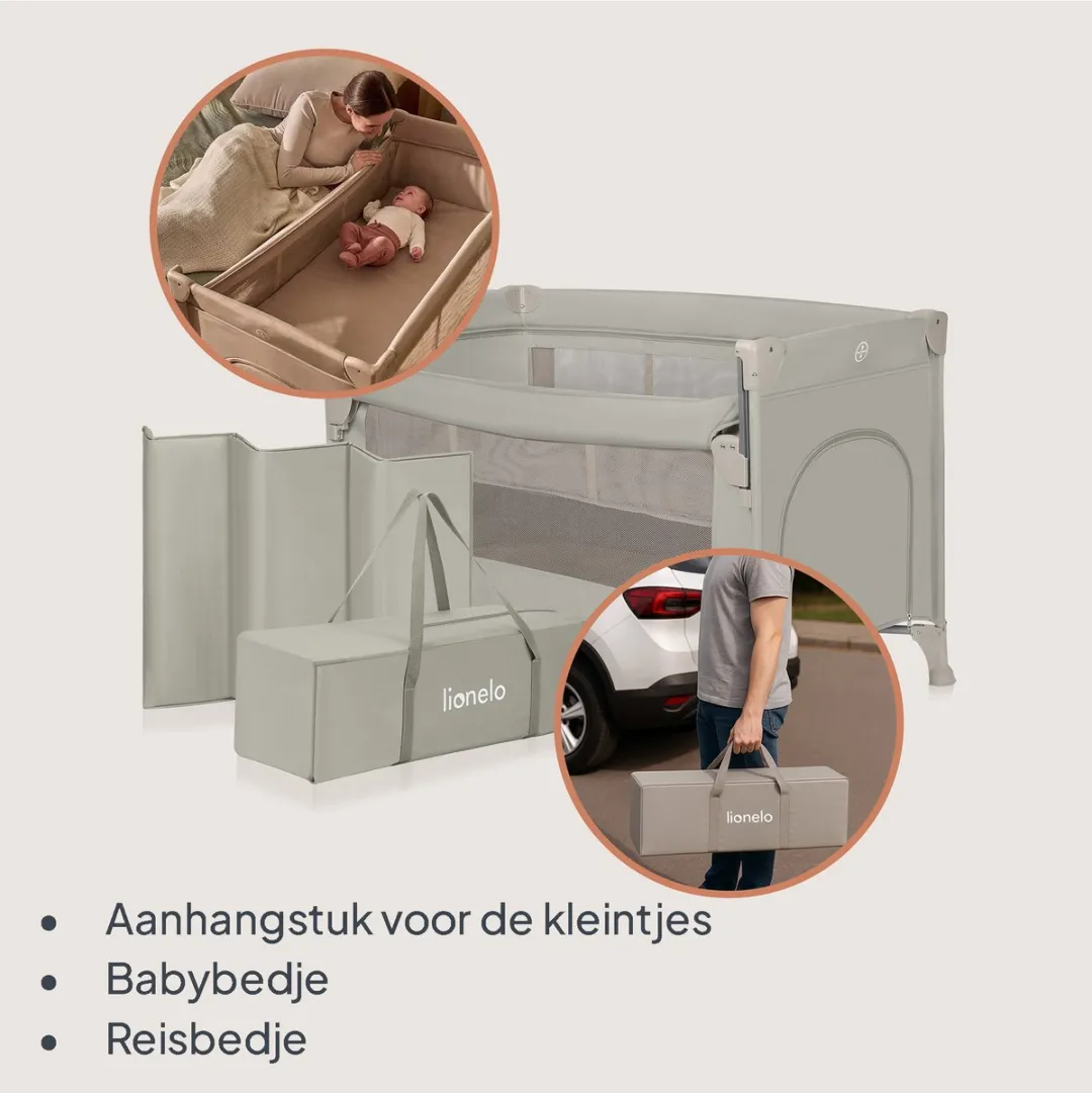 Lionelo Ellen Reisbedje 3-in-1 Beige - 15 kg - Opvouwbaar