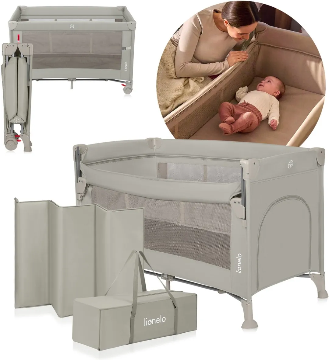 Lionelo Ellen Reisbedje 3-in-1 Beige - 15 kg - Opvouwbaar