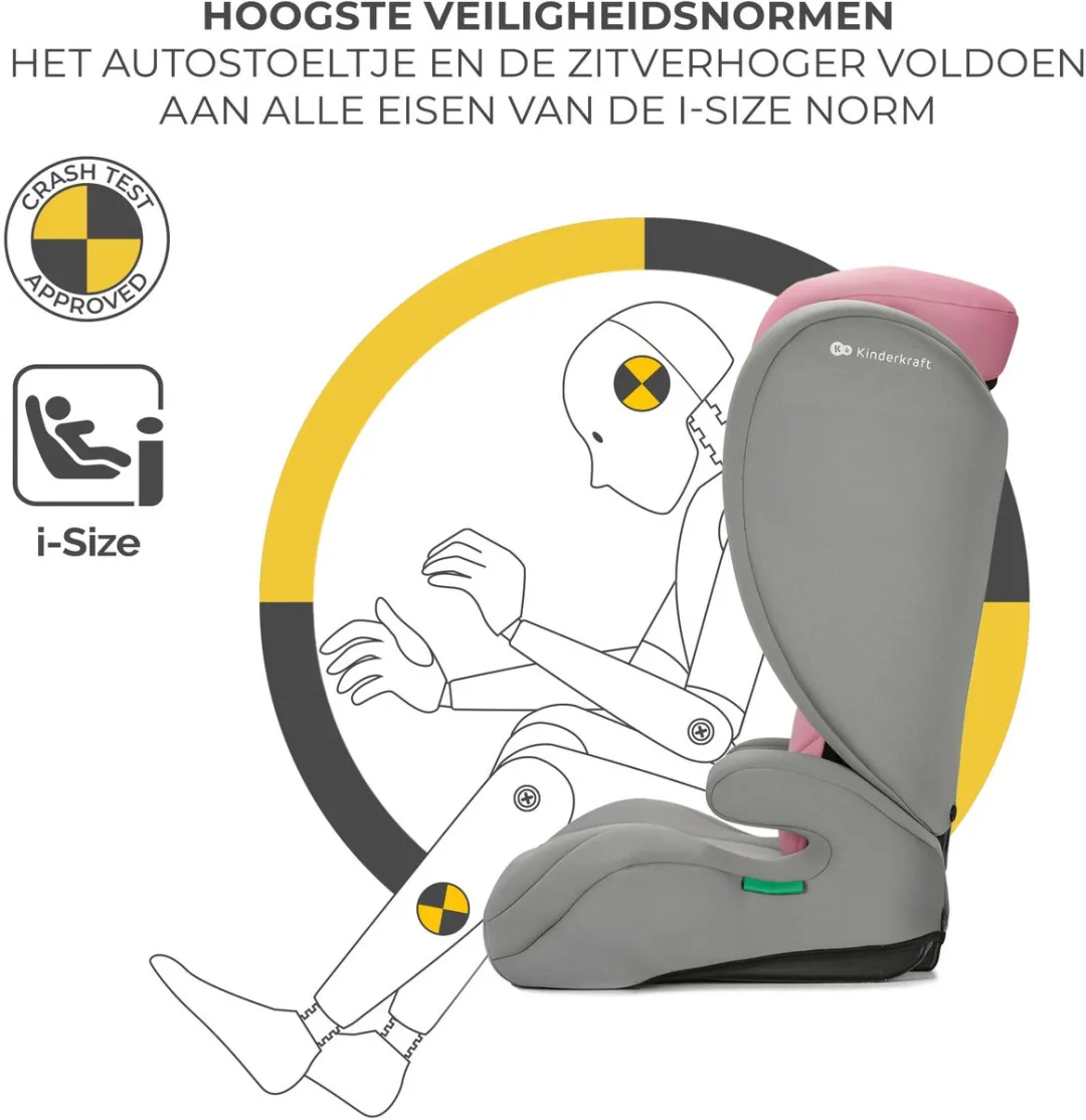 KinderKraft I-SPARK 2-in-1 Autostoel 100-150cm R129 i-Size Roze