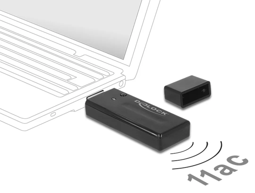Delock USB-A Wi-Fi Dongle AC1200 - Dual Band - Zwart