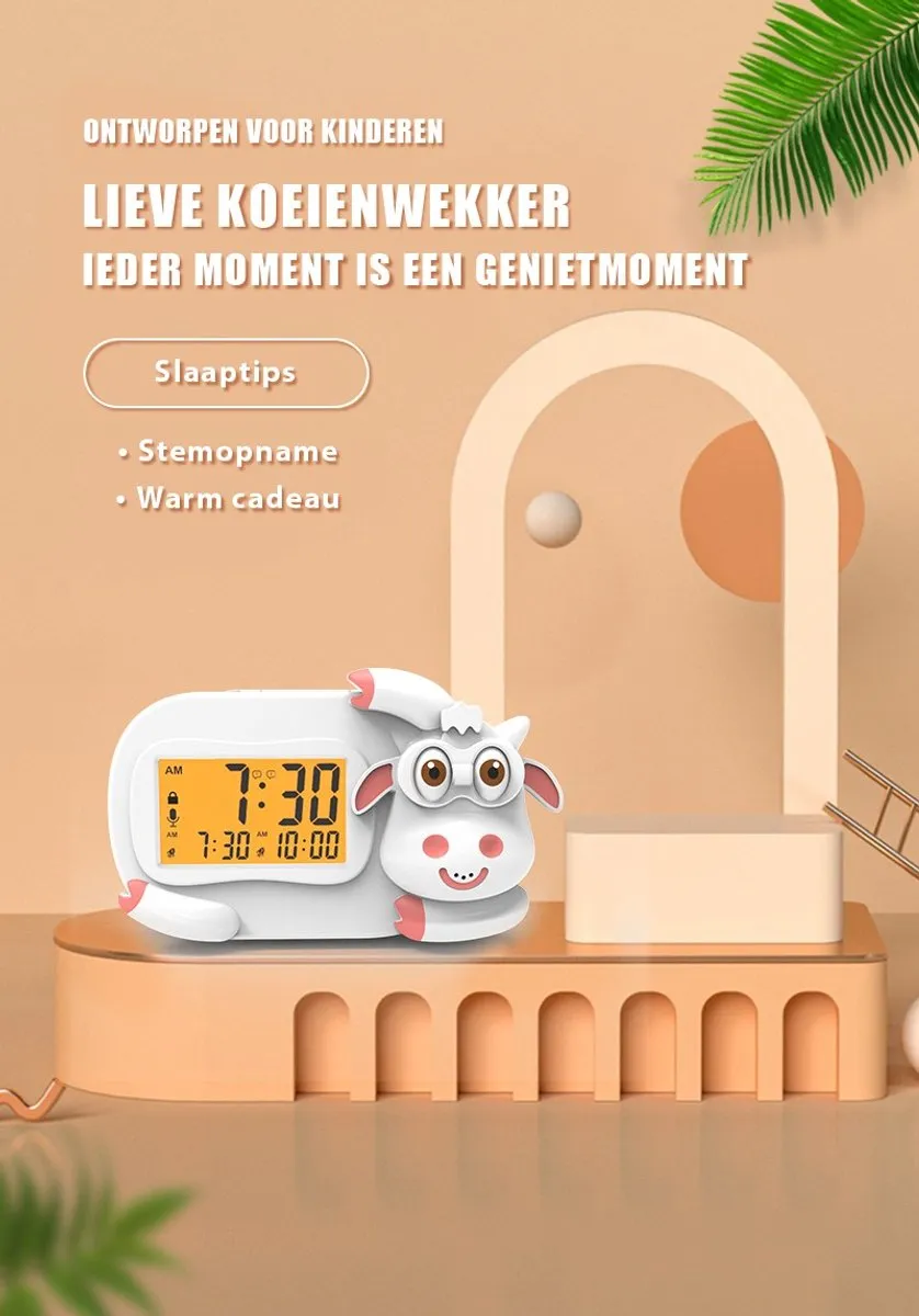 Eco Toys Koe Wit Digitale Kinderwekker Slaaptrainer