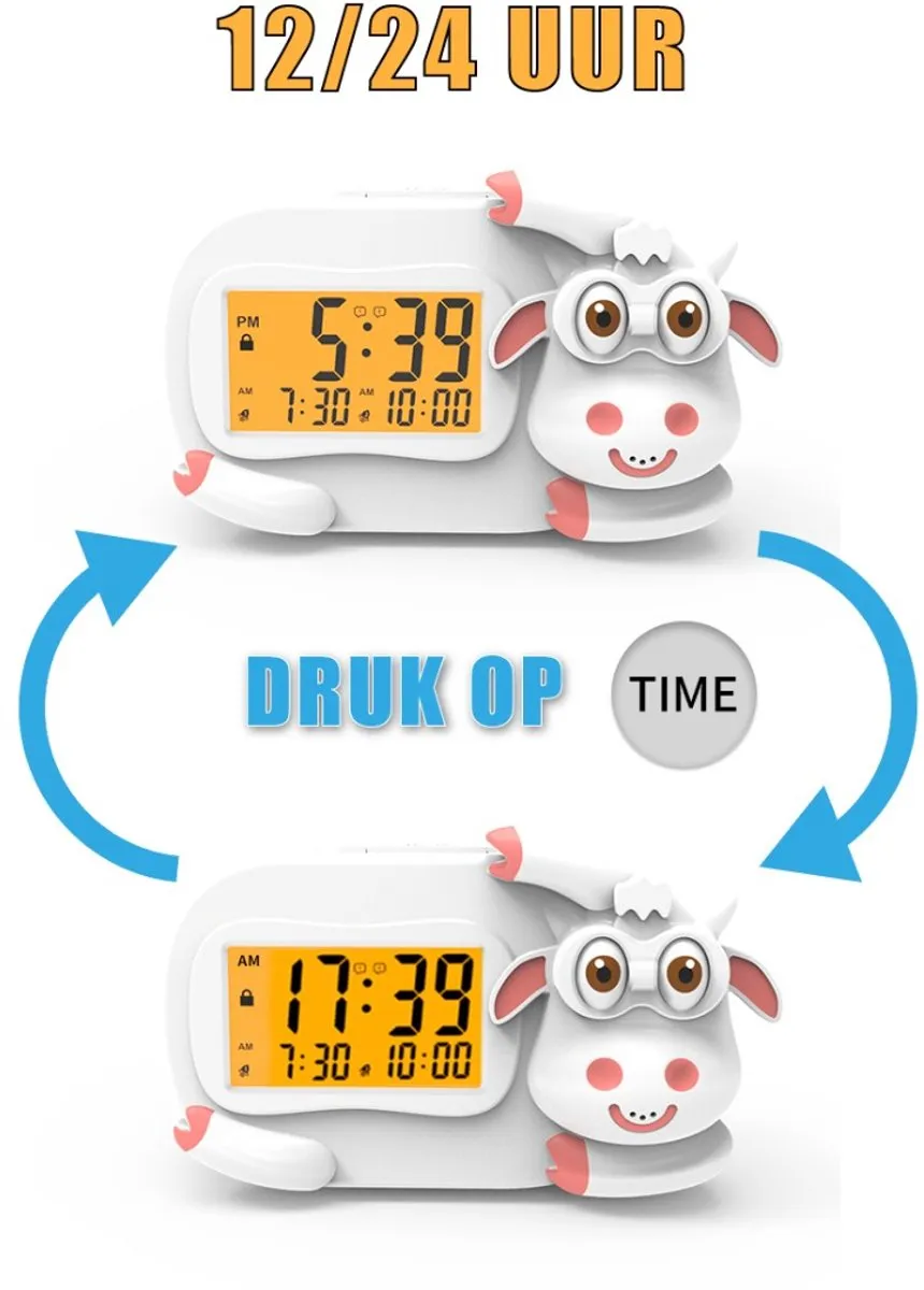 Eco Toys Koe Wit Digitale Kinderwekker Slaaptrainer