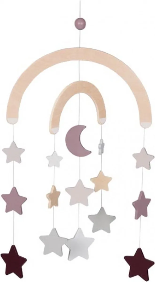 Mobiel: MAAN en STERREN Lifestyle Mauve 39x45cm, hout