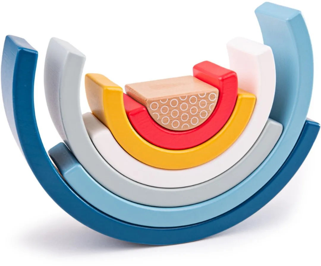 BIGJIGS Regenboog Stapelfiguur Hout - 7-delig