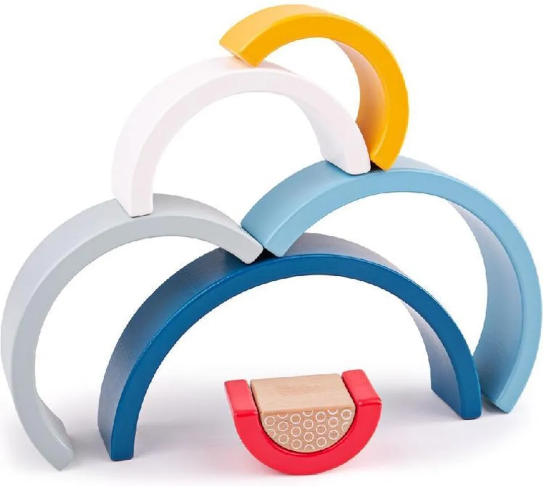 BIGJIGS Regenboog Stapelfiguur Hout - 7-delig
