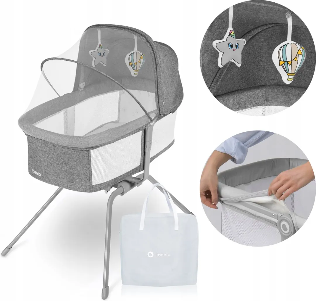 Lionelo Malin 3-in-1 Wieg/Campingbedje - 0-9kg - Grijs