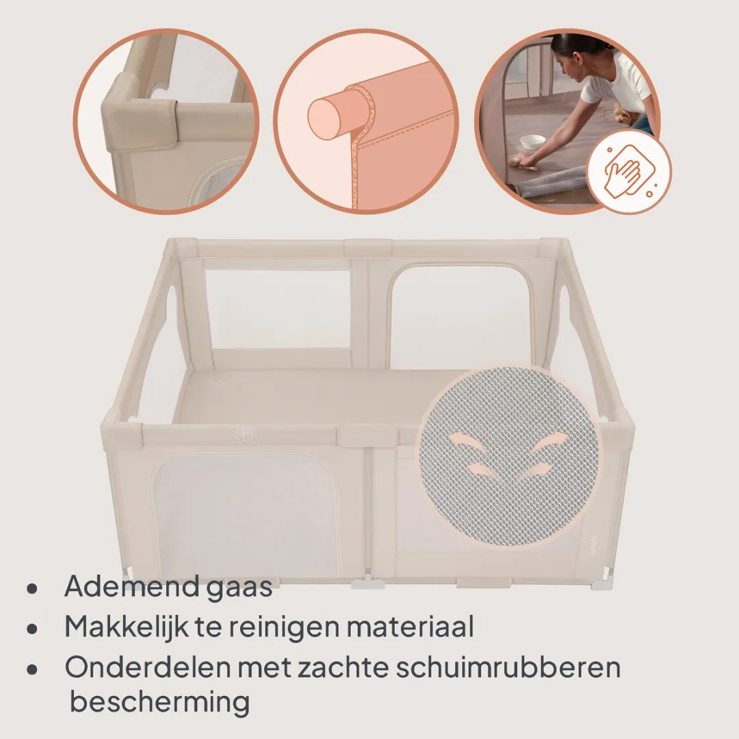 Grondbox / Baby Box – Zeer Snel Inklapbaar – 150x180 cm – voor Thuis en Tuin – 0-48 maanden – Veilige kinderbox – Draagtas – Compact na Inklappen – Speelbox met Ademend Gaas – 2 Zij-ingangen met rits – Lionelo Florence Easy Fold