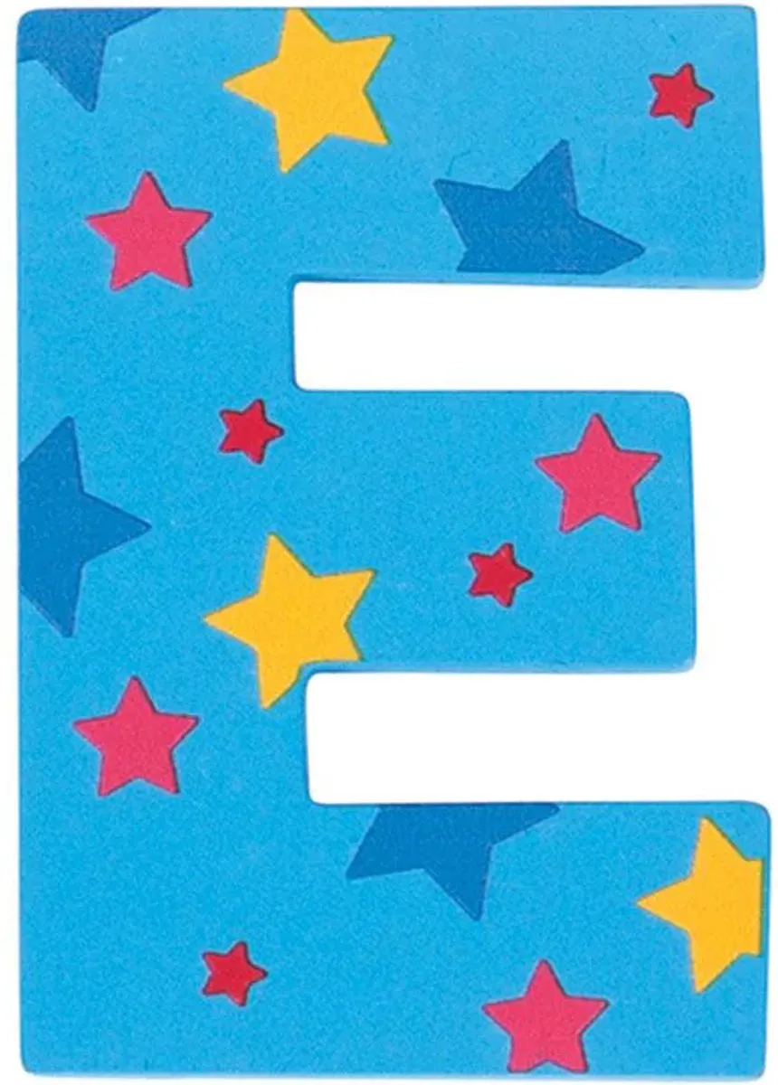 BIGJIGS Decoratieletter E Hout 7cm Blauw