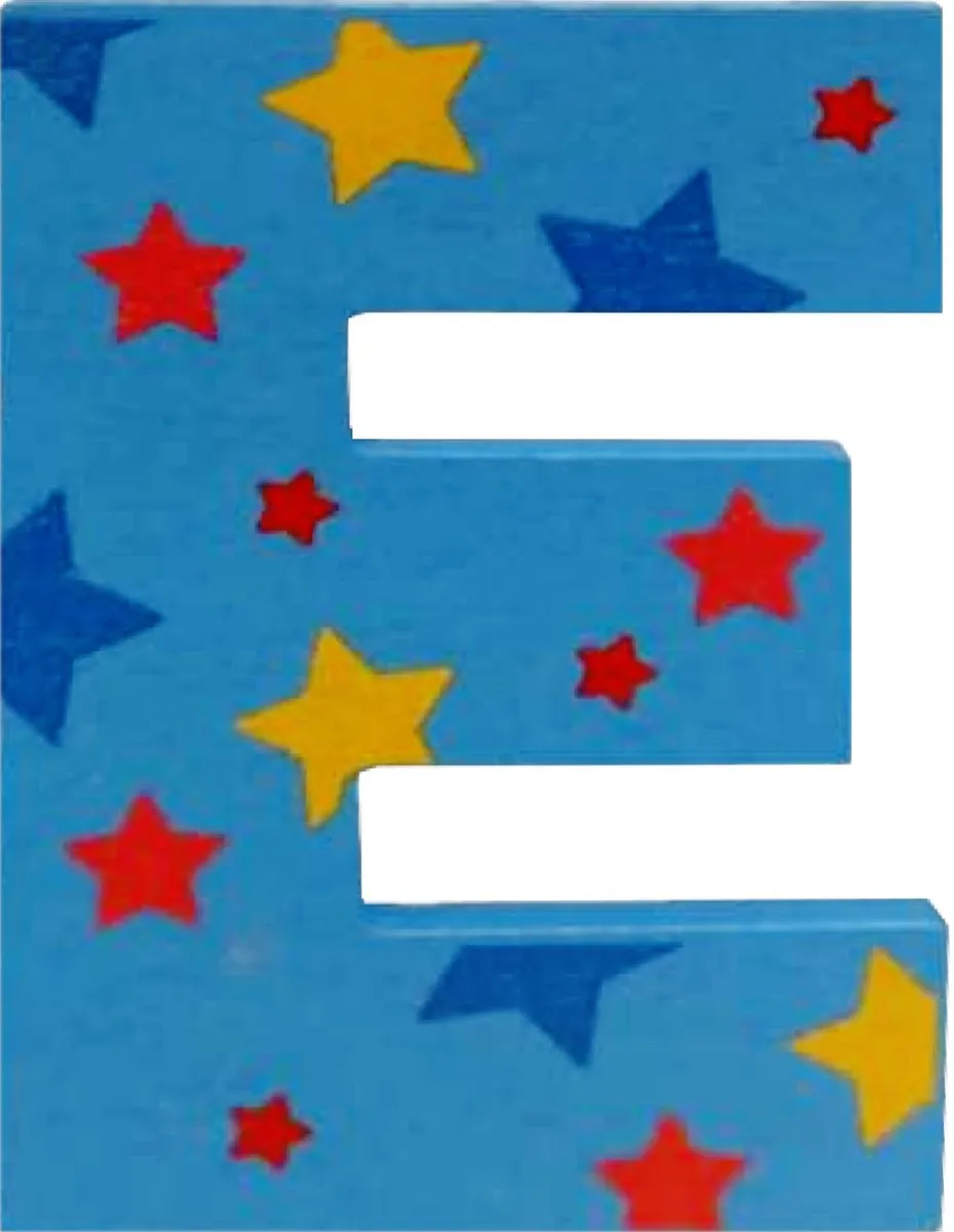 BIGJIGS Decoratieletter E Hout 7cm Blauw