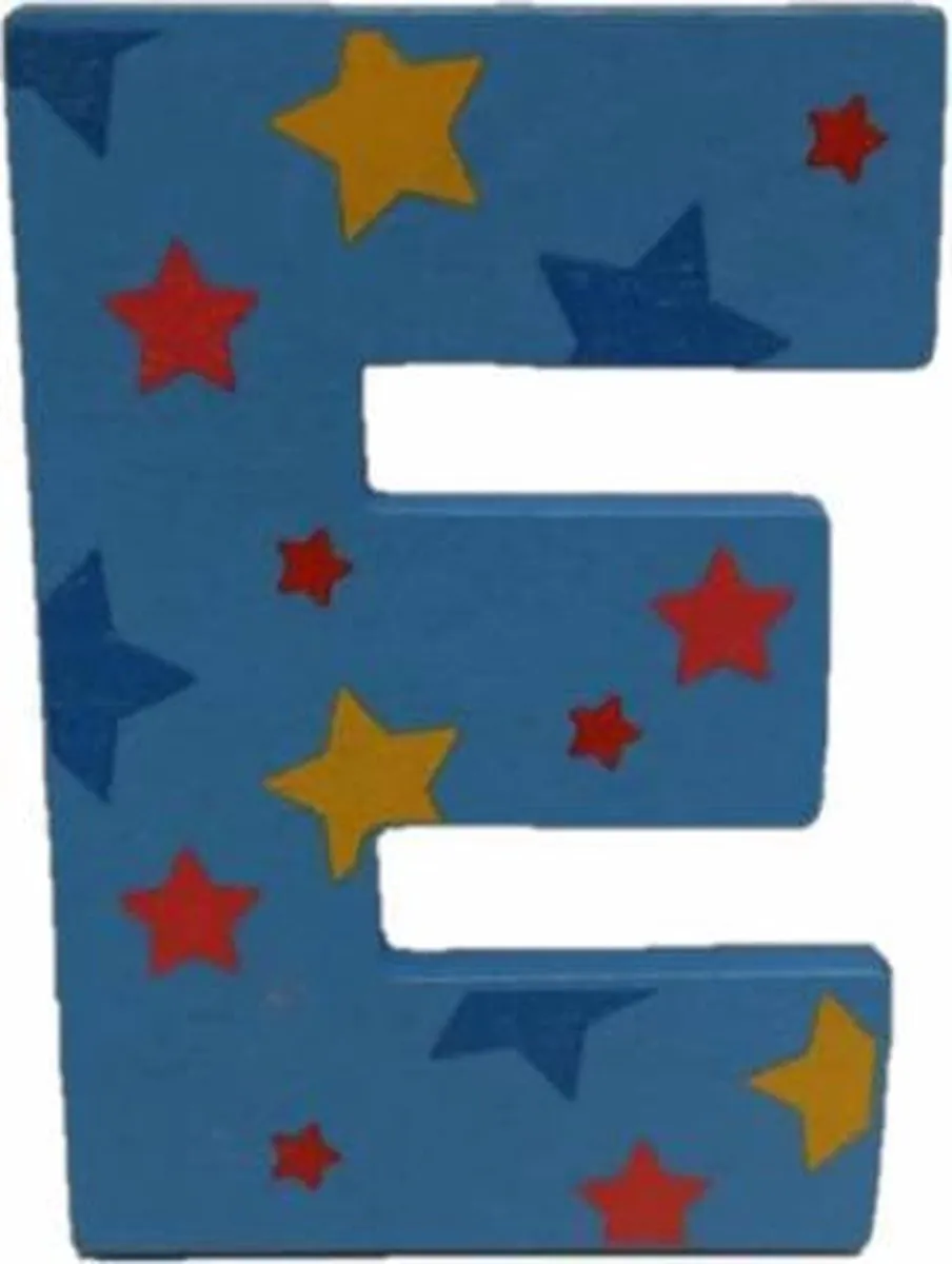 BIGJIGS Decoratieletter E Hout 7cm Blauw